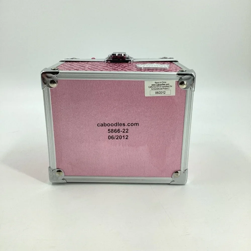 Caboodles Mini Pink Sequin Makeup Case Organizer 2012 Sparkle Silver